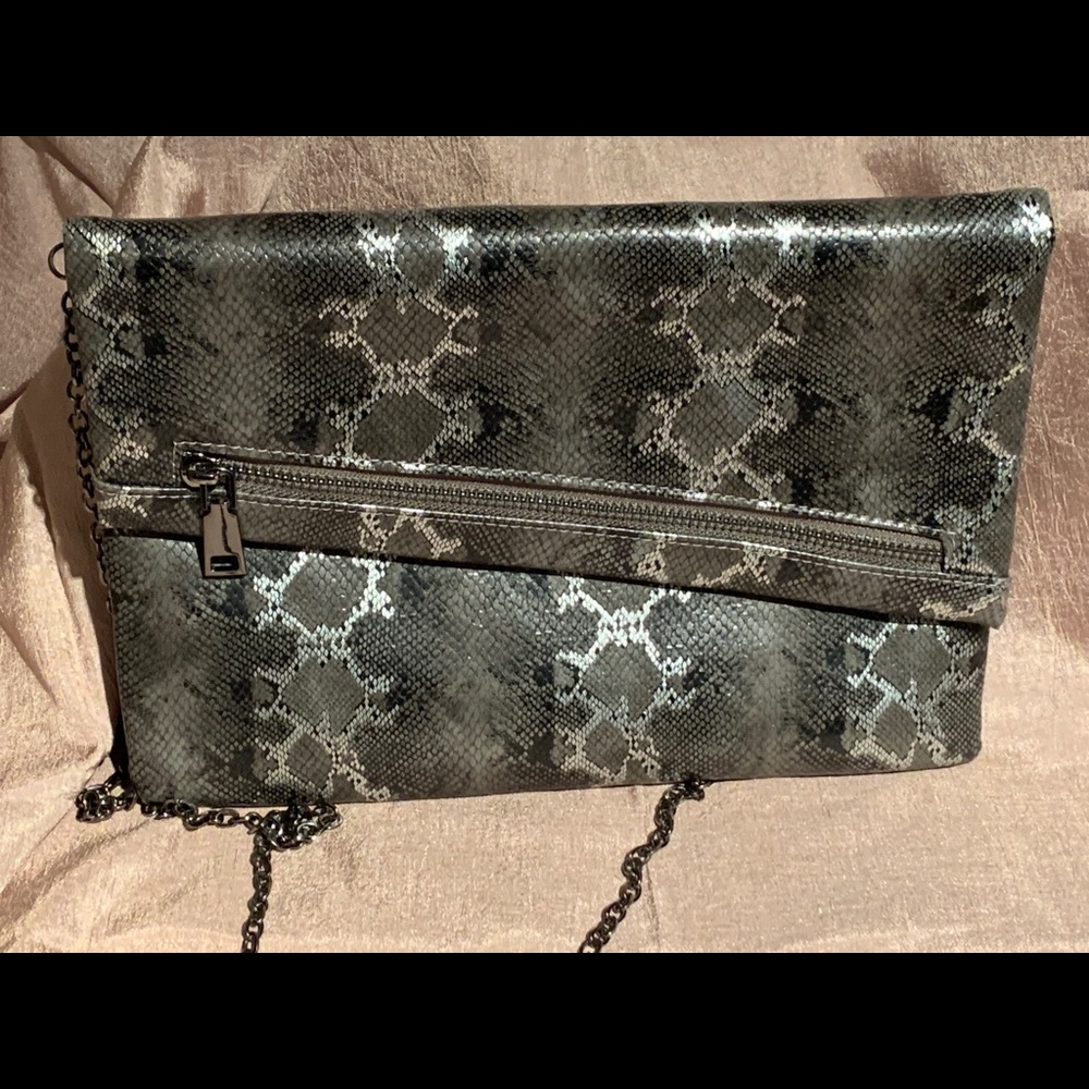 Urban Expressions Snake Print and Metallic Clutch